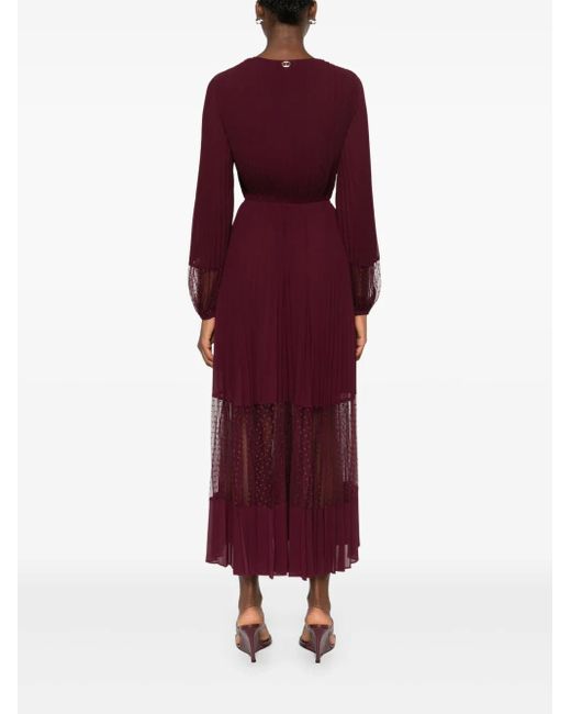 Twinset Geplooide Midi-Jurk Met Stippen in het Purple