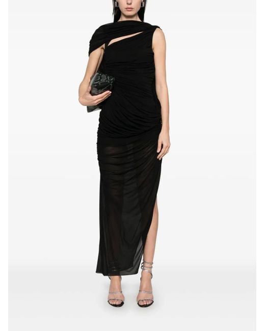 Mugler Black Draped Backless Gown