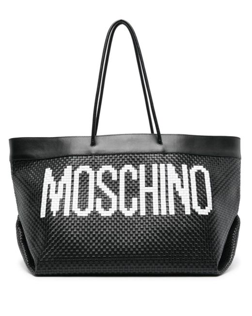 Bolso shopper con diseño entretejido Moschino de color Black