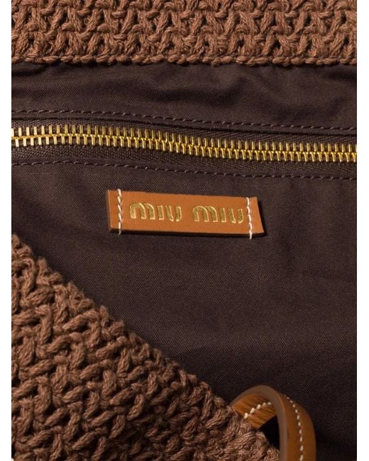 Miu Miu Gray Raffia-Effect Woven Tote Bag