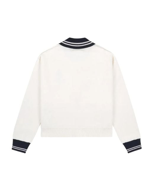 Sporty & Rich White Zip-Up Collar Bomber Jacket