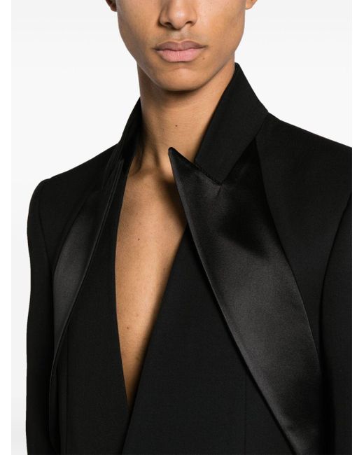 Alexander McQueen Black Twisted Lapel Tuxedo Jacket for men