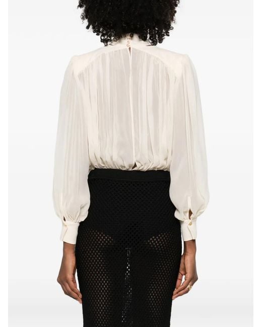 Elisabetta Franchi White Butter Silk Bodyshirt