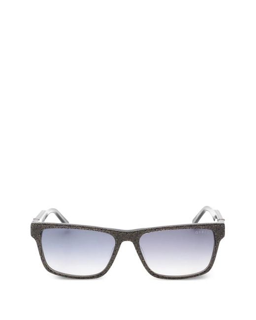 GUESS EYEWEAR White Geometric-Pattern Rectangle-Frame Sunglasses for men