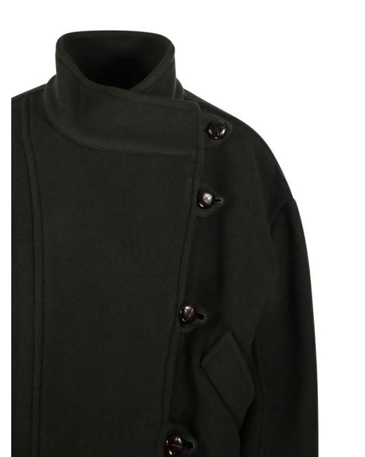 Isabel Marant Black Hanis High-Neck Buttoned Coat