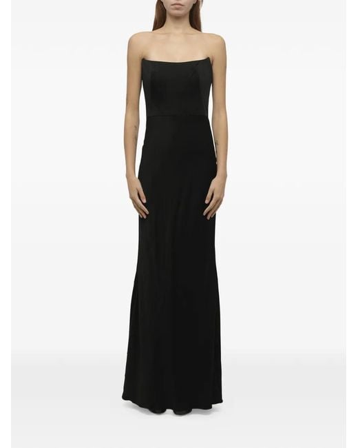 McQueen Black Strapless Satin Dress