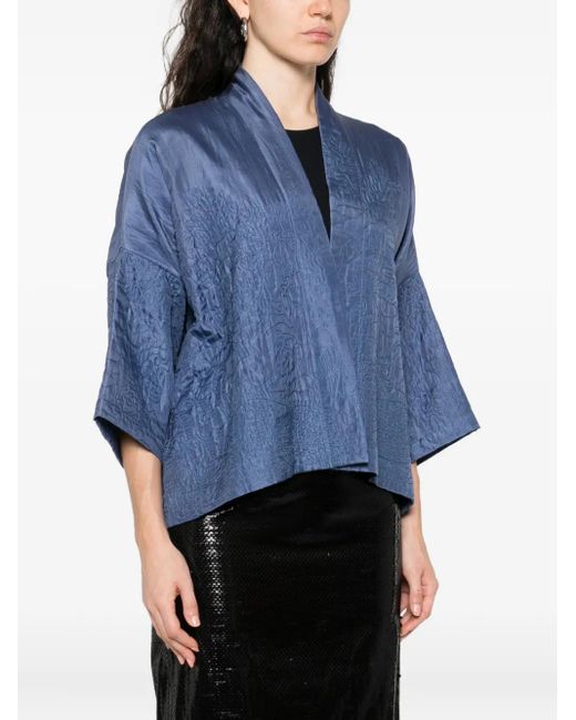 Yavi Blue Textured Silk Jacket
