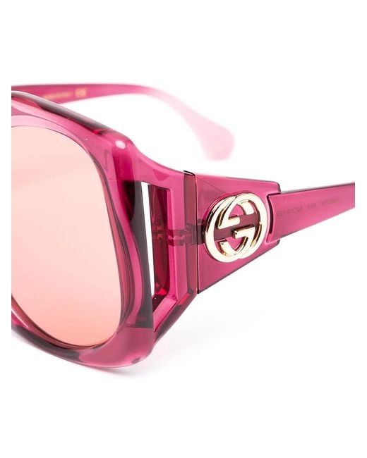 Gucci Pink Angular-Frame Oversized Sunglasses