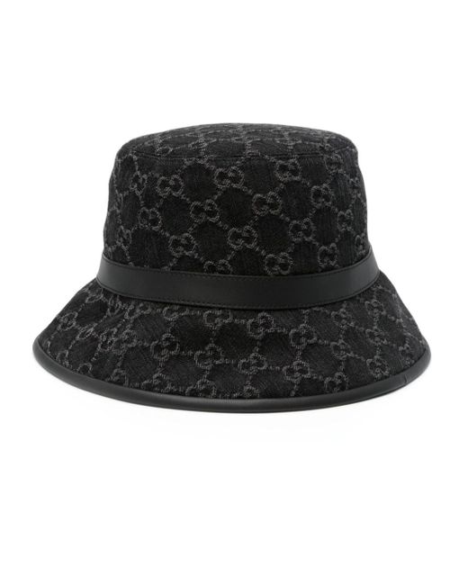 Gucci Black Logo-pattern Canvas Bucket Hat