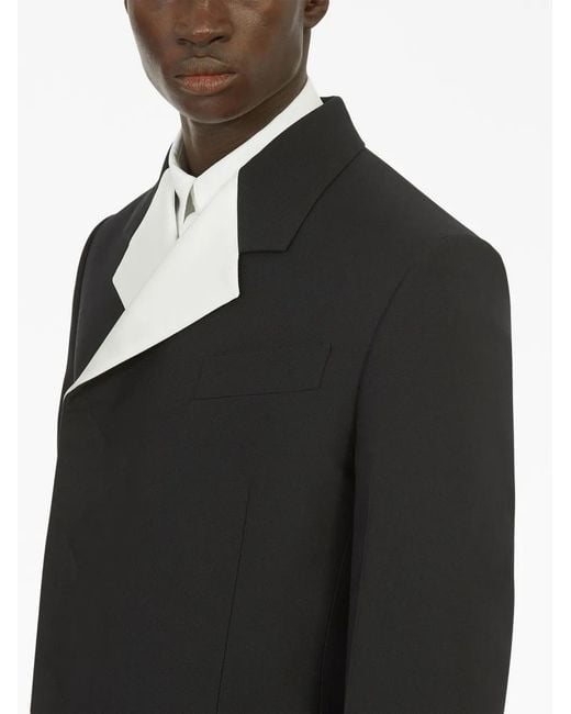 Ferragamo Black Double-Breasted Wool Blazer for men
