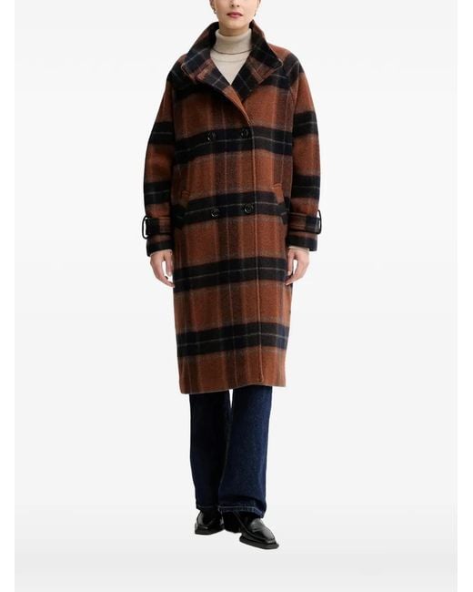 Sessun Black Bleechecks Checked-Pattern Coat