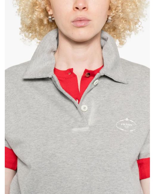 Prada Gray Poloshirt mit Logo-Print