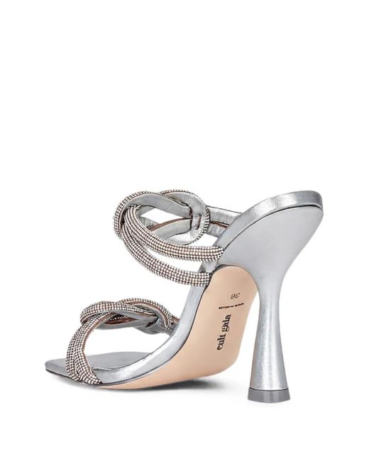 Cult Gaia White Rainne Knotted Crystal-Embellished Sandals