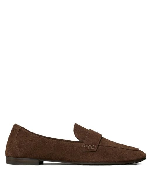 Mocassins En Daim À Plaque Logo Tory Burch en coloris Brown