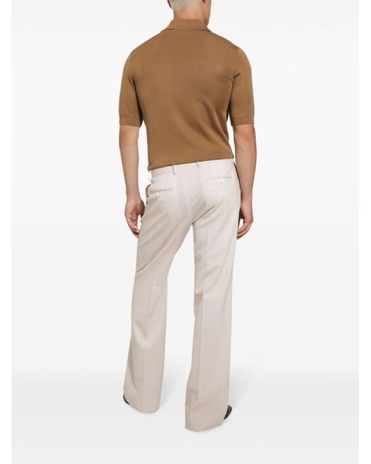 Dolce & Gabbana Brown Striped Knit Polo Shirt for men