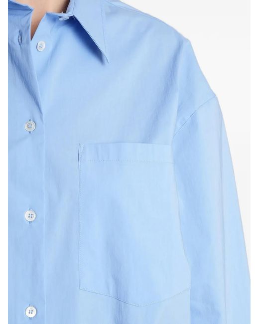 IRO Blue Natacha Chest-Pocket Button-Down Cotton Shirt