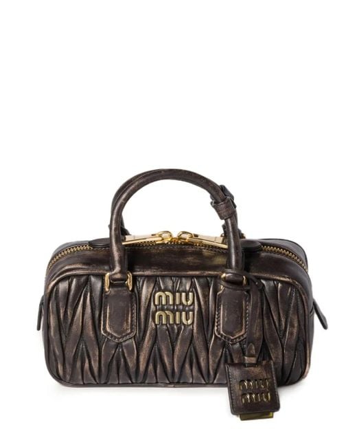 Miu Miu Black Arcadie Matelassé Leather Tote Bag