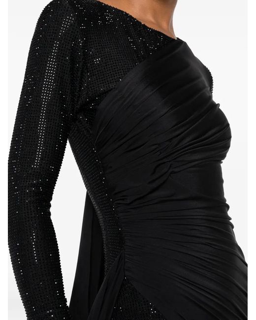 Miron Black Crystal-Embellished Draped Dress