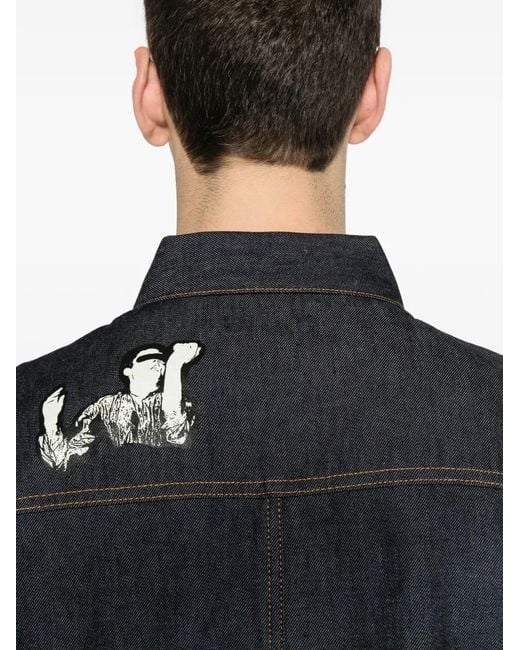 Undercover Black Print Denim Jacket for men