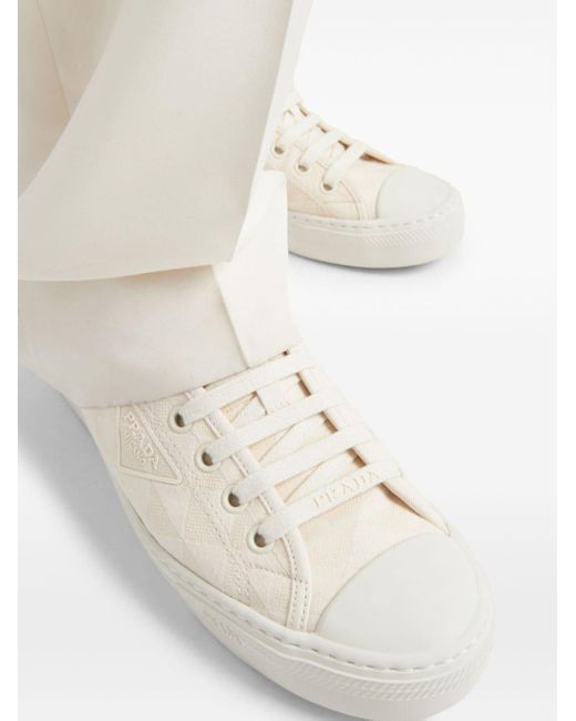 Prada White Triangle-logo Lace-up Sneakers for men