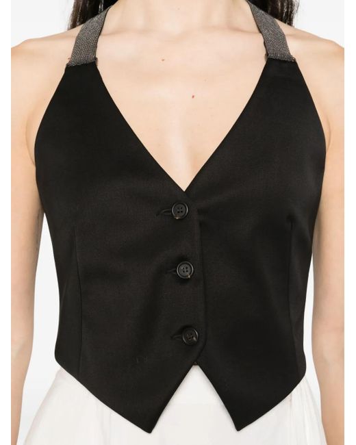 Brunello Cucinelli グリッターストラップ ベスト Black