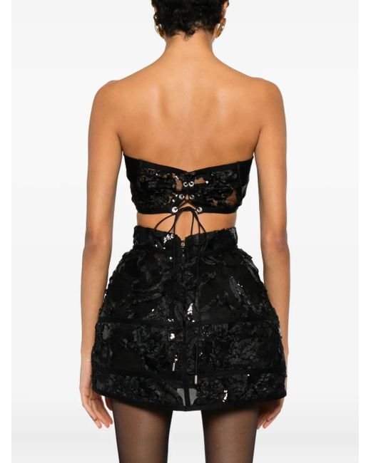 MITILIANE COUTURE Black Embroidered Bustier Top