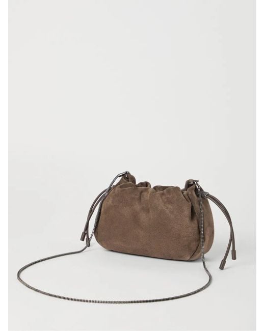 Brunello Cucinelli Brown Leather Shoulder Bag