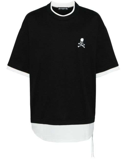 Mastermind Japan Black Logo-embroidered Cotton T-shirt for men