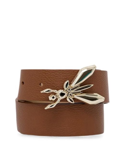 Patrizia Pepe Brown Fly Pebbled-Calf Leather Belt