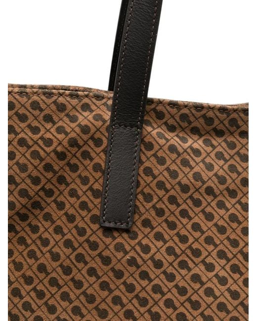 Gherardini Brown Monogram-Print Leather Tote Bag