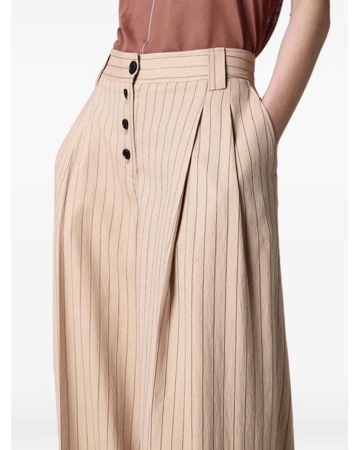 Paul Smith Natural Sand Pinstripe Wide Leg Trousers