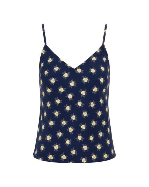 Laura Urbinati Blue Camellia-Print Blouse