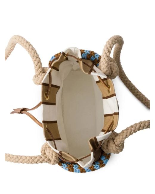 Prada Metallic Mini Wicker Bucket Bag
