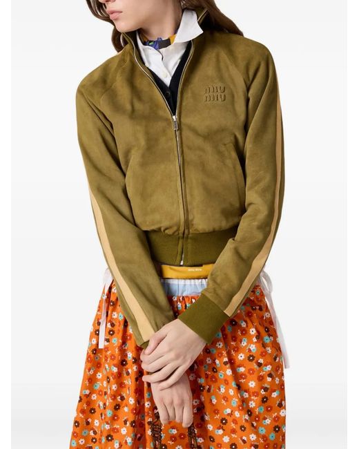 Miu Miu Green Waxed Suede Jacket
