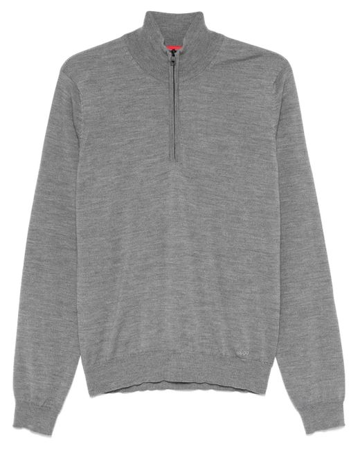HUGO Gray Zip-Up Sweater for men