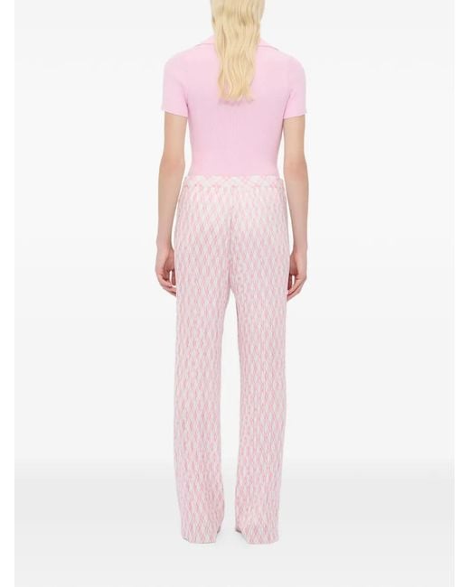 MSGM Pink Pantalon Plissé À Carreaux