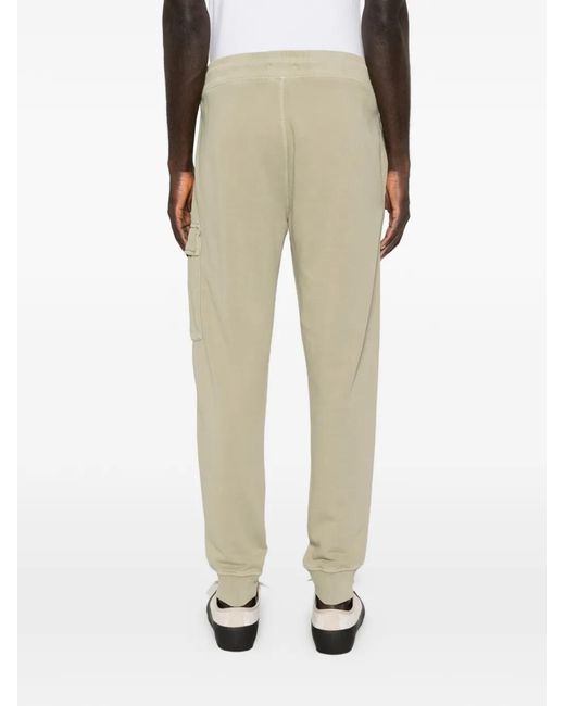 C P Company Natural Cargo-Pocket Logo-Patch Track Pants for men