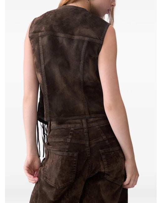 Liu Jo Brown Fringed Vest