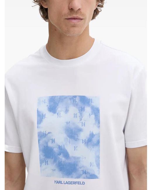 Karl Lagerfeld Blue Logo-Print Two-Piece Pajamas for men
