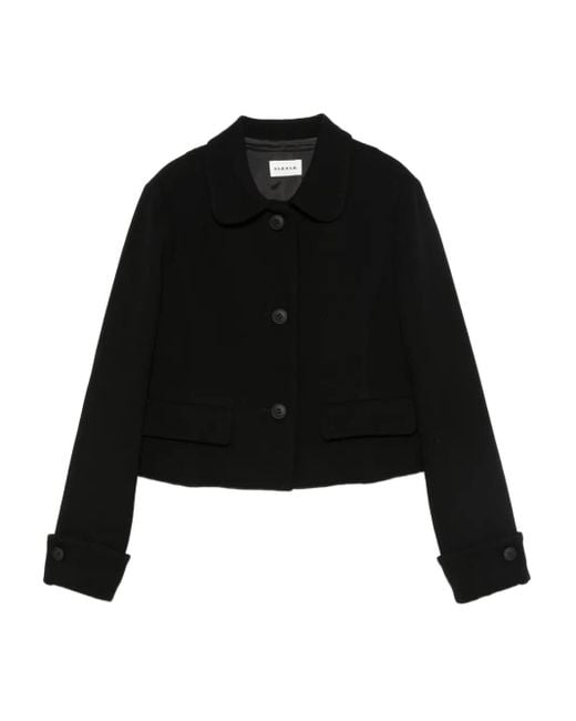 P.A.R.O.S.H. Black Peter Pan-Collar Button-Up Jacket