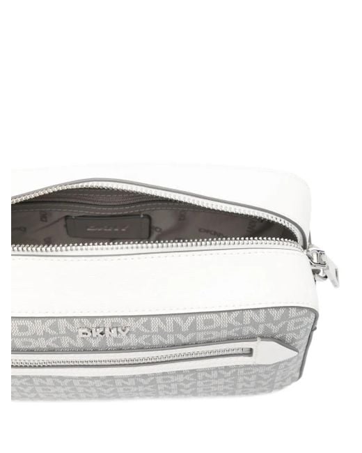 DKNY Gray Logo-Monogram Shoulder Bag