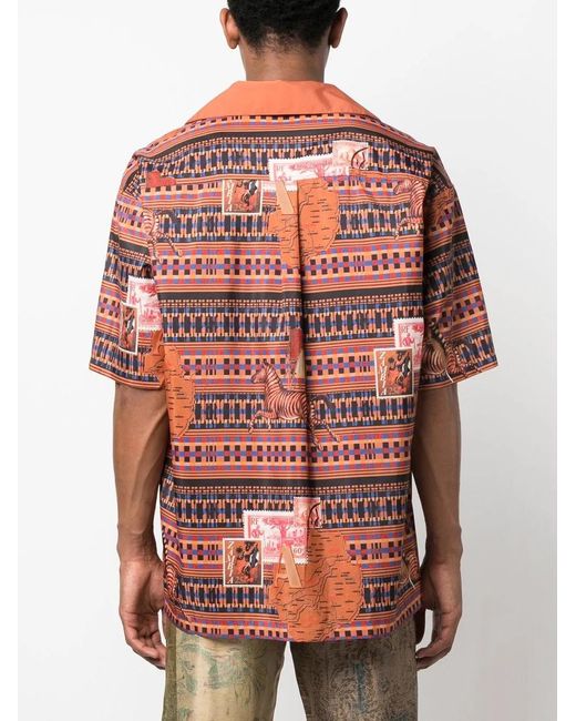 Ahluwalia Red Graphic-Print Short-Sleeve Shirt for men