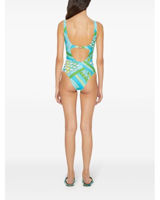 Emilio Pucci Blue Marmo-print Swimsuit