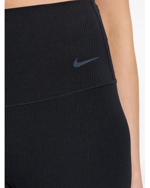 Nike Blue Ribbed Logo Performance Leggings