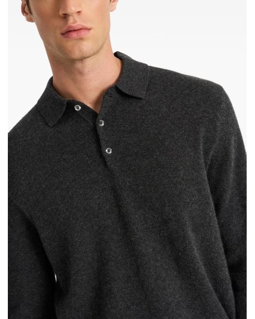Pringle of Scotland Black Long-Sleeve Polo Shirt for men