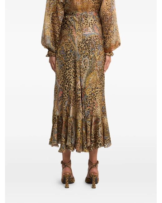 Etro Natural Peau D'Ange Silk Midi Skirt