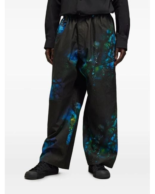 Y-3 Black Abstract-Print Track Pants for men