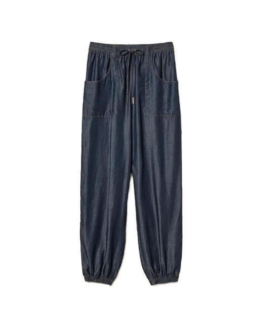 Twinset Blue Drawstring-Fastening Trousers