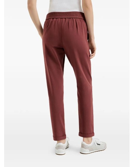 Brunello Cucinelli Red Drawstring Track Pants