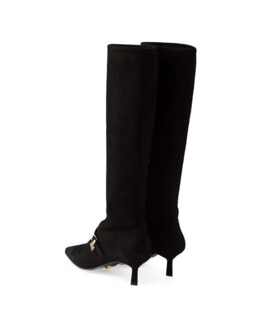 Prada Black Stretch Suede Boots